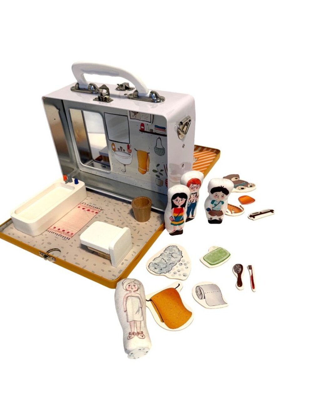 Play Maysie Travel Magnetic Dollhouse Bedroom Bathroom People GOLD Cozy Case